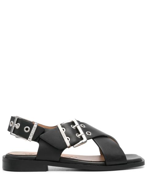 GANNI crossover-strap bucked sandals - Black - zdjęcie produktu nr 1