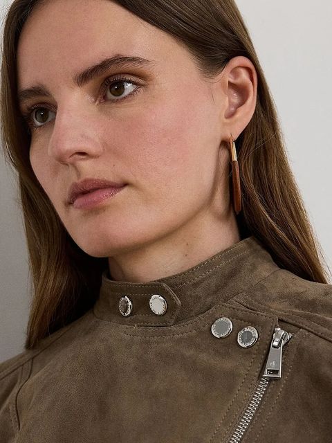 Lauren Ralph Lauren kurtka biker skórzana kolor brązowy przejściowa 200951236