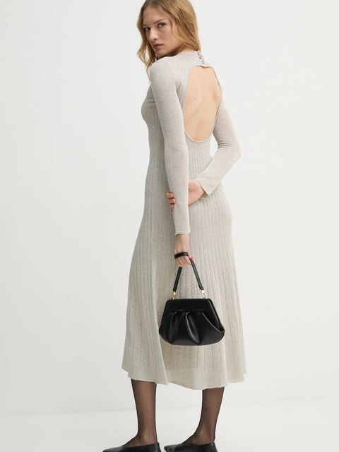 AERON sukienka PAVLOVA kolor beżowy maxi rozkloszowana DR561562 - zdjęcie produktu nr 2