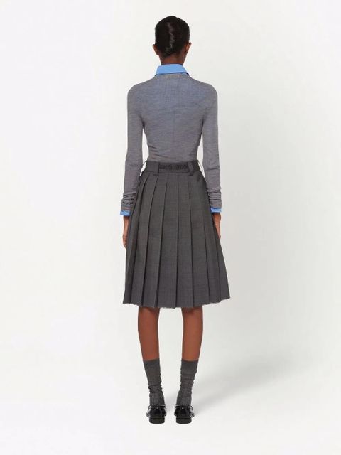 Miu Miu Prince Of Wales-check wool skirt - Grey - zdjęcie produktu nr 2