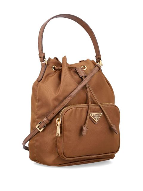 Prada triangle-logo bucket bag - Brown