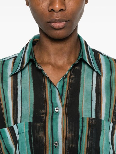 PINKO striped chest-pocket shirt - Green