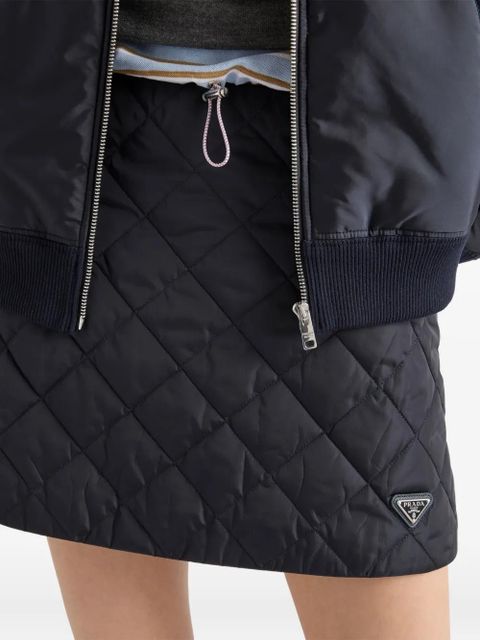 Prada quilted logo-plaque mini skirt - Black