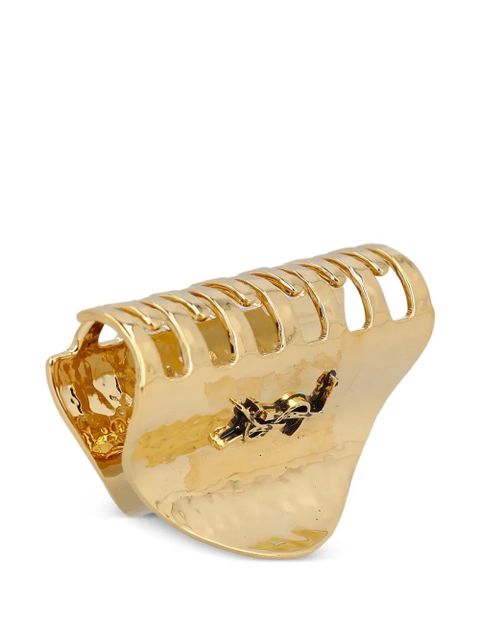Saint Laurent cassandre logo hammered metal hair clip - Gold - zdjęcie produktu nr 1