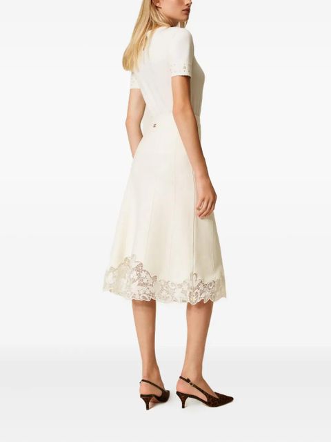 TWINSET lace-trimmed midi skirt - White