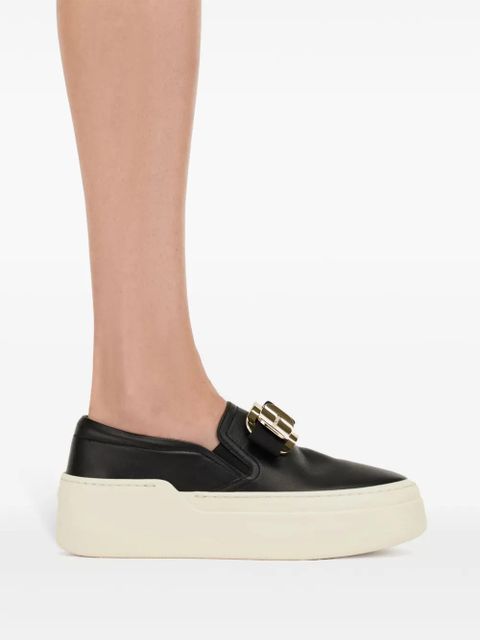 Ferragamo New Vara plate slip-on sneakers - Black