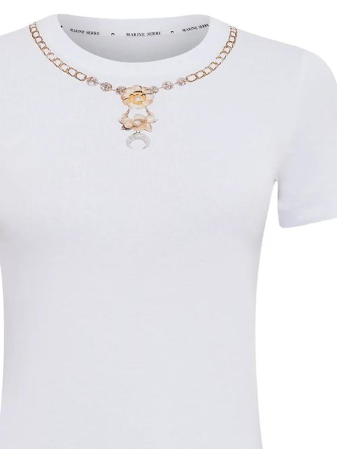 Marine Serre tromp l'oeil jewel-embellished T-shirt - White