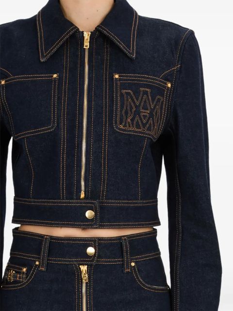 AMIRI embroidered zip-front denim jacket - Blue