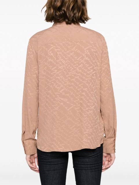 PINKO logo-print satin-finish shirt - Neutrals