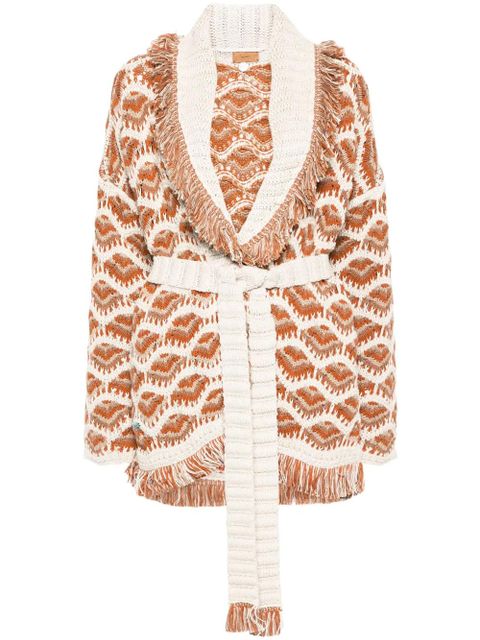 Alanui Hawa Mahal patterned-intarsia cardigan - Neutrals - zdjęcie produktu nr 1