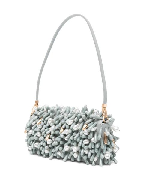 Cult Gaia Perla bead-embellished shoulder bag - Grey