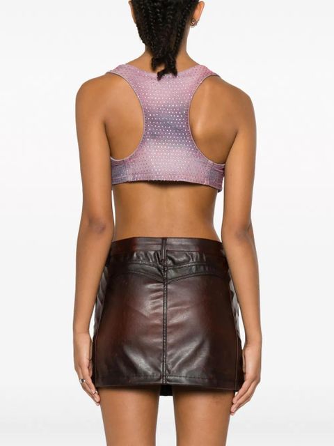 Diesel rhinestone-embellished cropped denim top - Pink - zdjęcie produktu nr 2