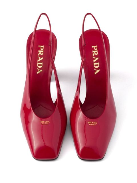 Prada 85mm leather slingback pumps - Red