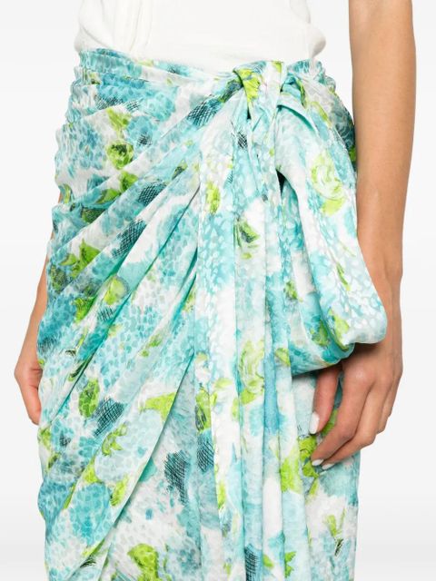 Chloé floral-print draped mini skirt - Blue