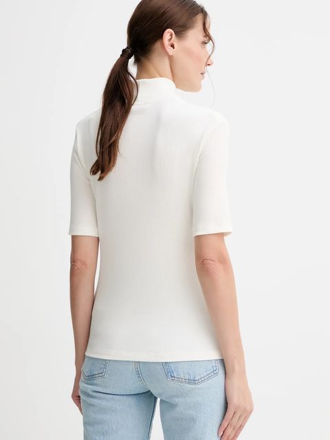 Marc O'Polo t-shirt damski kolor beżowy z półgolfem M08207651177 - zdjęcie produktu nr 2