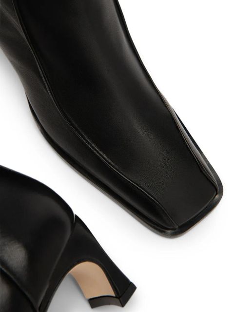 BY FAR Nieves square-toe leather boots - Black