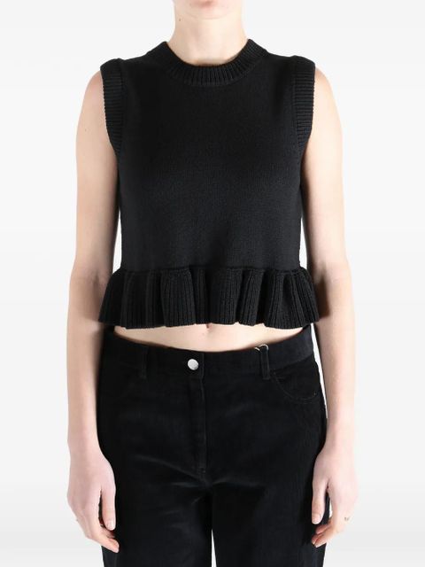Cecilie Bahnsen ruffled sleeveless top - Black