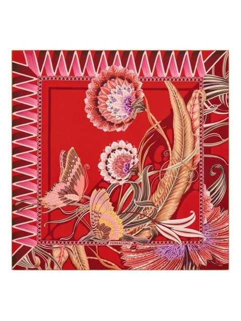 Ferragamo graphic-print silk scarf - Red - zdjęcie produktu nr 1