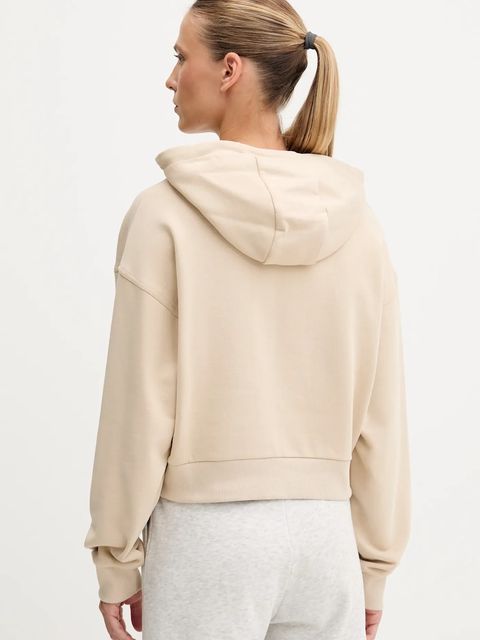 Guess bluza bawełniana PRIMULA damska kolor beżowy z kapturem z aplikacją V5GQ09 KCRP0