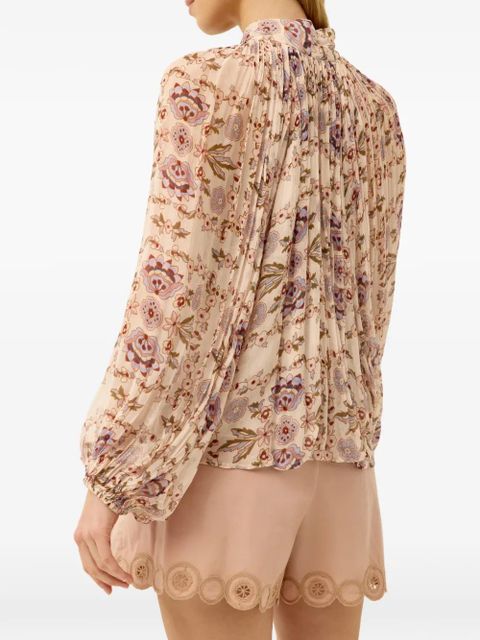 Marie Oliver Florence floral tie blouse - Neutrals
