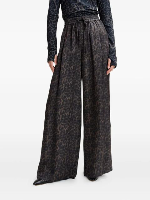 Essentiel Antwerp Irving leopard-print drawstring trousers - Black