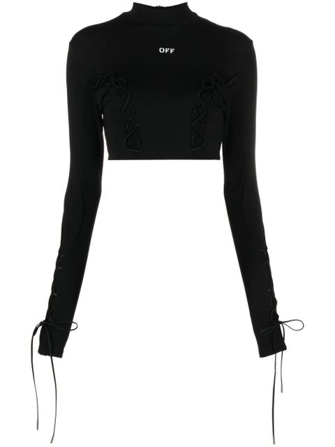 Off-White lace-up logo crop top - Black - zdjęcie produktu nr 1
