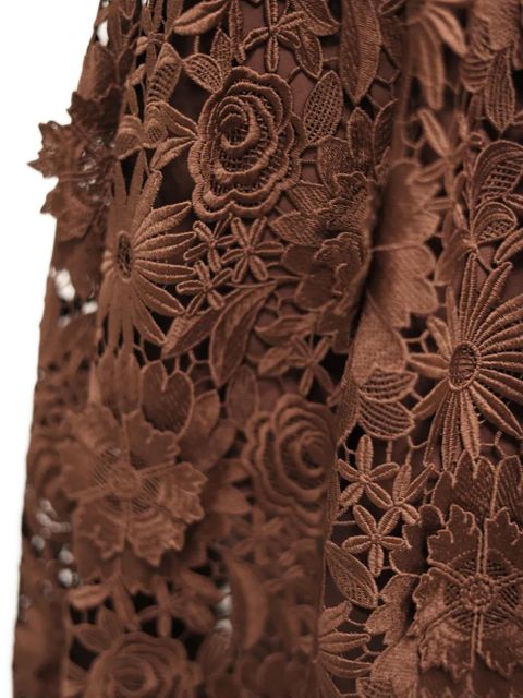 ROTATE BIRGER CHRISTENSEN floral lace midi skirt - Brown