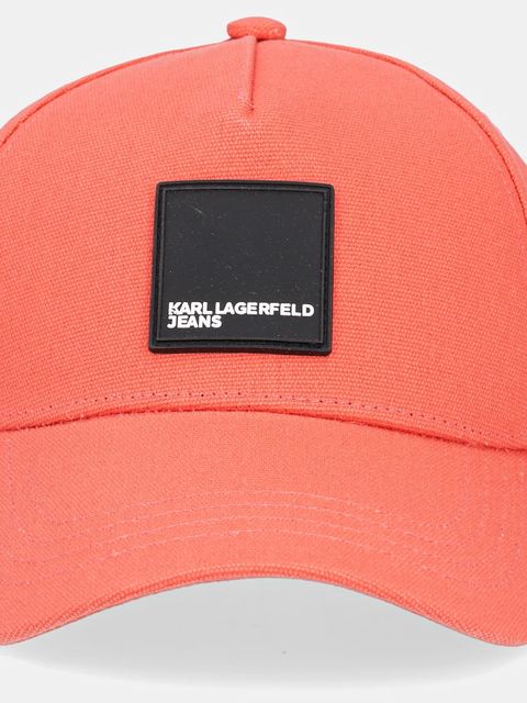 Karl Lagerfeld Jeans czapka z daszkiem bawełniana kolor pomarańczowy z nadrukiem A1W33002