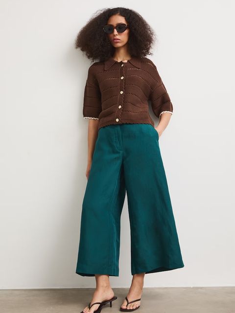 Medicine spodnie culottes damskie z dodatkiem lnu - zdjęcie produktu nr 1