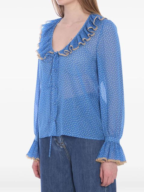 Valentino Garavani polka dot-print silk blouse - Blue - zdjęcie produktu nr 2