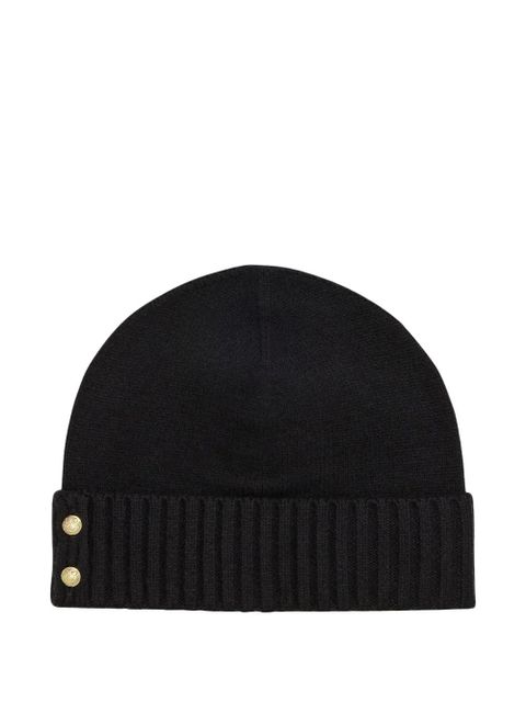 Lauren Ralph Lauren ribbed button beanie hat - Black