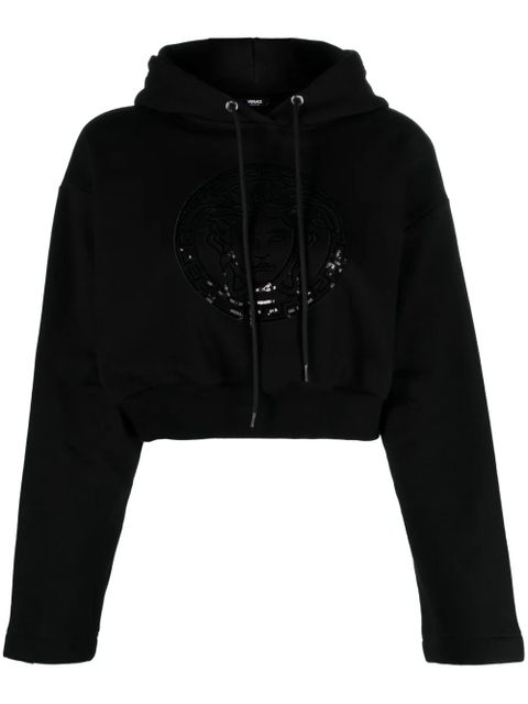 Versace Medusa Head-embellished cropped hoodie - Black - zdjęcie produktu nr 1