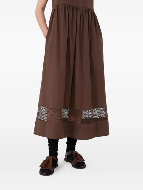 Weekend Max Mara square-neck lace-panel midi cotton dress - Brown