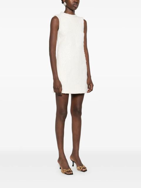 Self-Portrait sequin-embellished bouclé dress - Neutrals