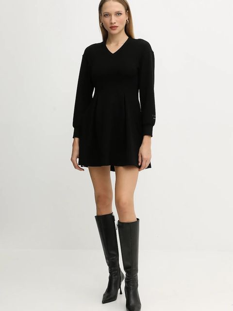 Armani Exchange sukienka kolor czarny mini rozkloszowana XW001288 AF16111 - zdjęcie produktu nr 2