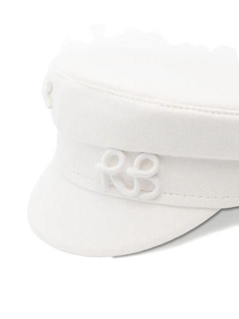 Ruslan Baginskiy logo-detail baker boy cap - White