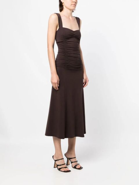 Reformation Suvi ruched midi dress - Brown - zdjęcie produktu nr 2