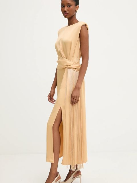 Answear.LAB sukienka kolor żółty midi rozkloszowana - zdjęcie produktu nr 1