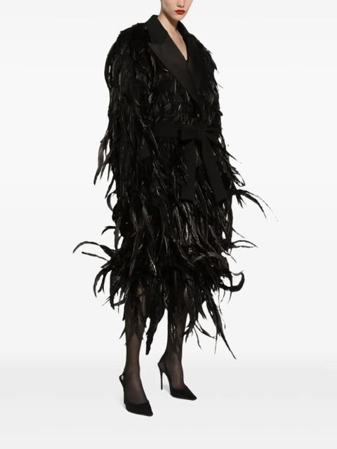 Dolce & Gabbana feather-embellished coat - Black - zdjęcie produktu nr 2