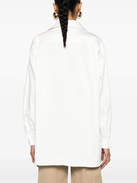 Max Mara gabardine-weave V-neck shirt - White