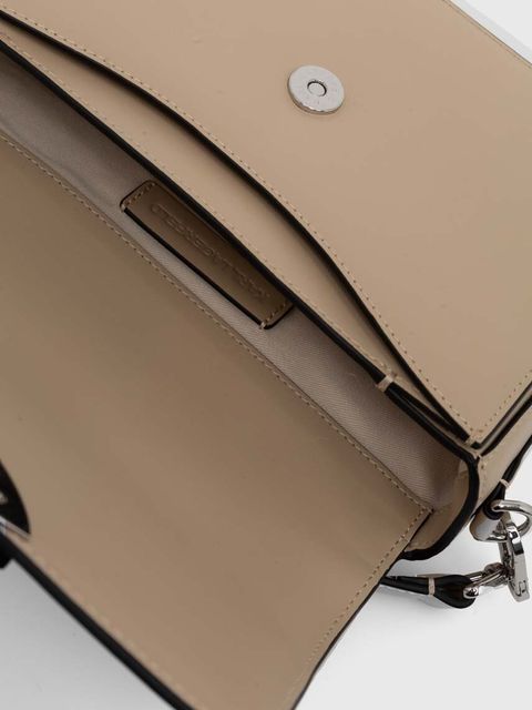 Karl Lagerfeld torebka skórzana kolor beżowy