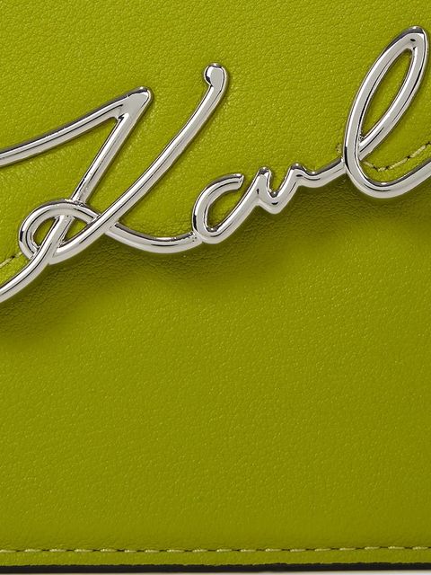 Karl Lagerfeld torebka skórzana K/SIGNATURE kolor zielony A1W30458 - zdjęcie produktu nr 2