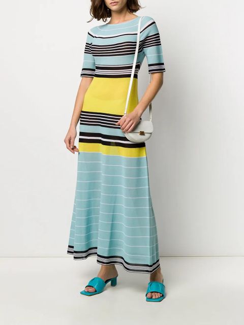 Lanvin striped long knitted dress - Blue