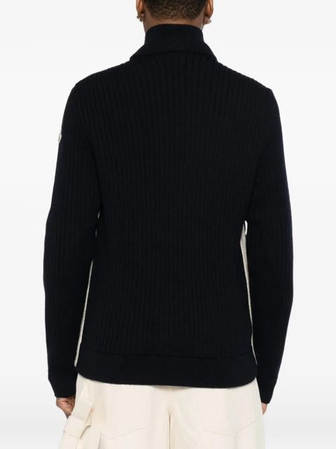 Moncler zip ribbed cardigan - Blue