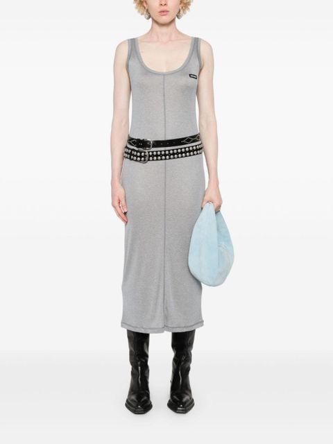 Miu Miu logo-patch dress - Grey