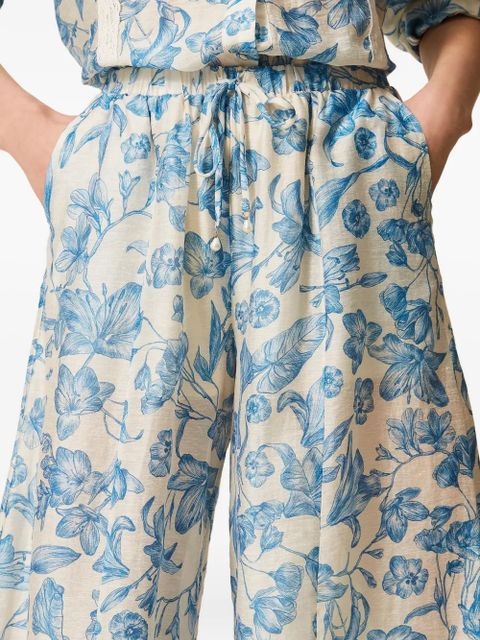 TWINSET floral-print palazzo trousers - Neutrals