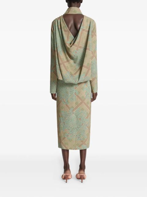 DRIES VAN NOTEN printed high-neck dress - Green