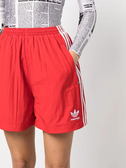 Balenciaga x Adidas logo-print track shorts - Red