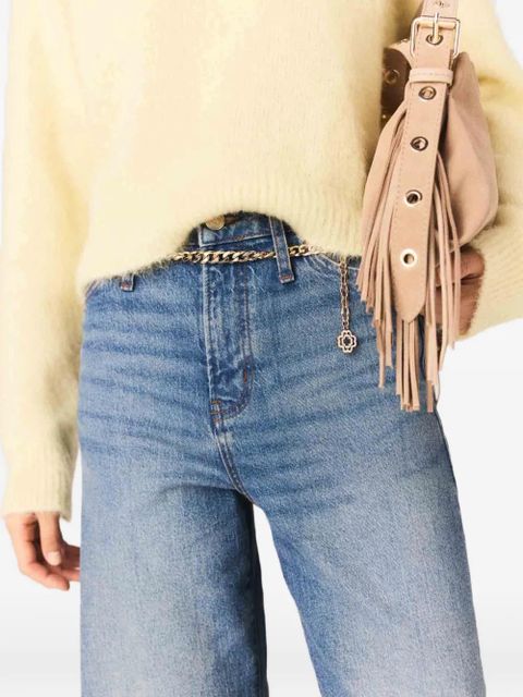 Maje chain-belt faded jeans - Blue