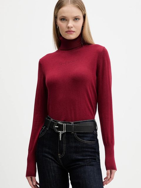 Guess Jeans sweter damski kolor bordowy z golfem W4BR15 Z3HO2 - zdjęcie produktu nr 1